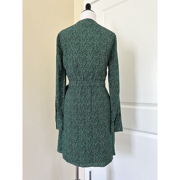 Sanctuary Micro Leopard Printed Wrap Mini Green Dress Party Cocktail NWT Size 4 - Picture 5 of 12